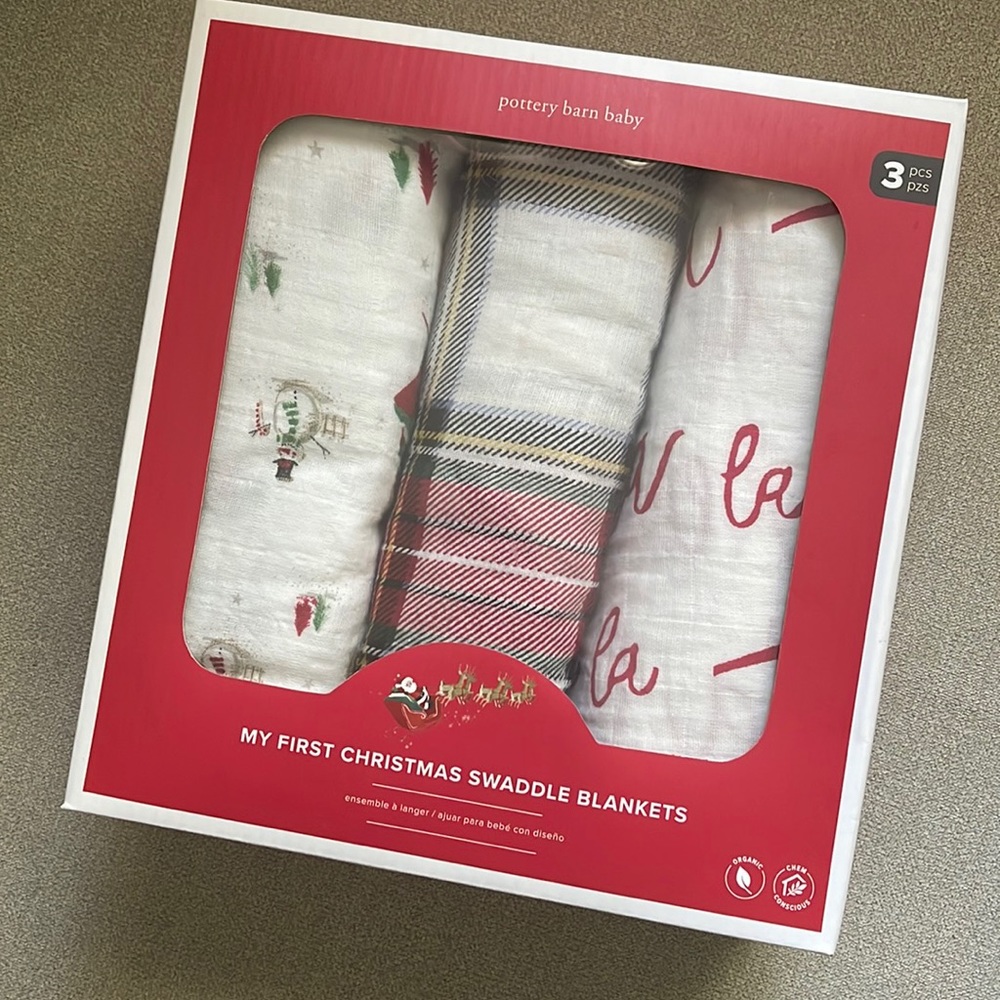 Pottery Barn Kids My First Christmas Swaddle Set